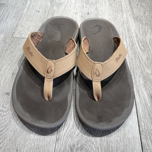Olukai Mens Ohana Sandal Size 12 Brown Thong Flip Flop Beach Shoe Pool Slide main image 2